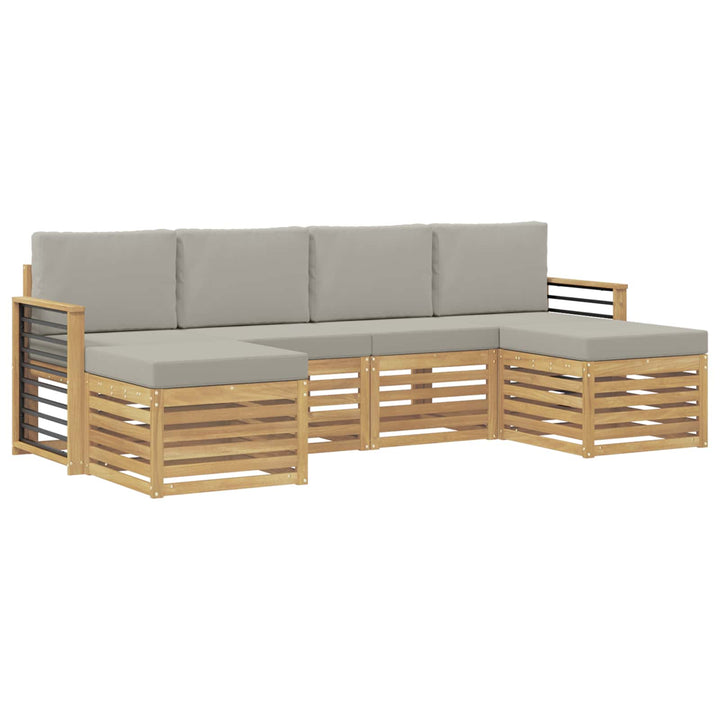 Sofasæt 6 pcs Hvid og lysegrå 249 x 122,5 x 73 cm Polyester