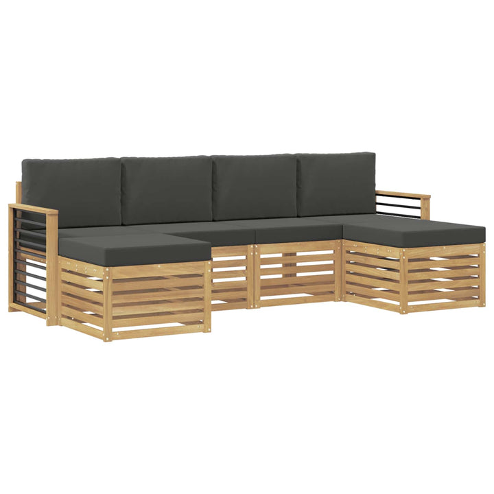 Sofasæt 6 pcs Hvid og antracit 249 x 122,5 x 73 cm Polyester