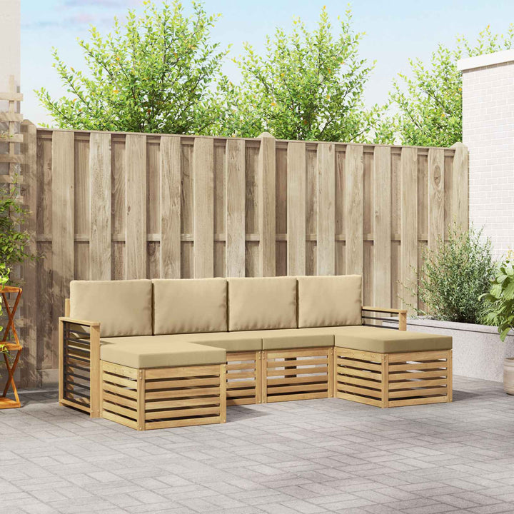 Sofasæt med pude 6 pcs Hvid og Beige Polyester