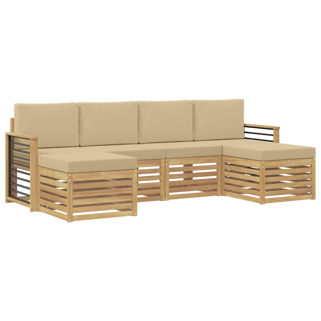 Sofasæt med pude 6 pcs Hvid og Beige Polyester