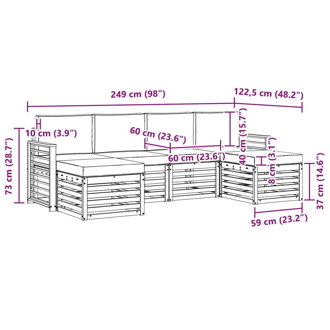 Sofasæt med pude 6 pcs Hvid og Beige Polyester