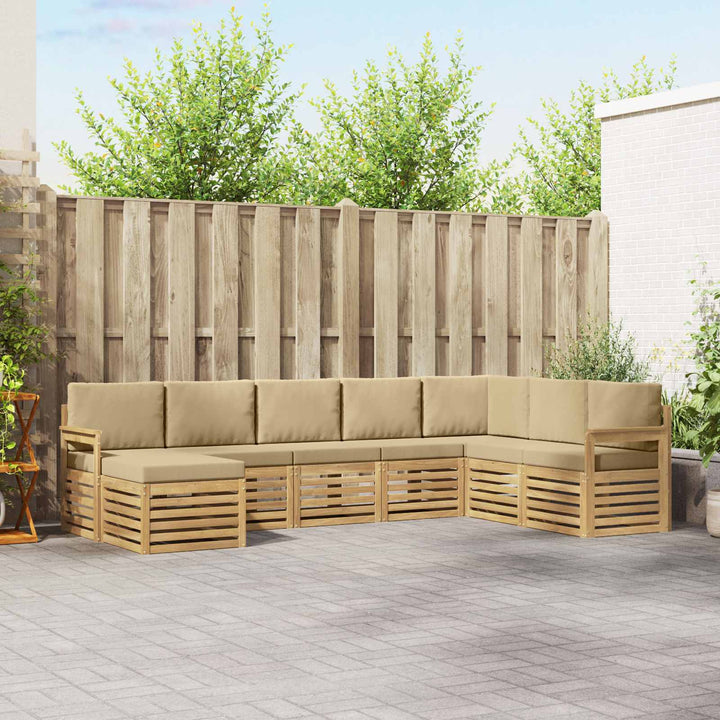 Udendørs sofagruppe 6 pcs Hvid og Beige 306 x 128,5 x 73 cm