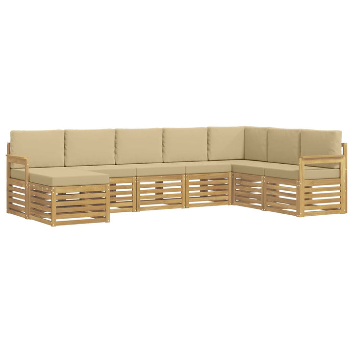 Udendørs sofagruppe 6 pcs Hvid og Beige 306 x 128,5 x 73 cm