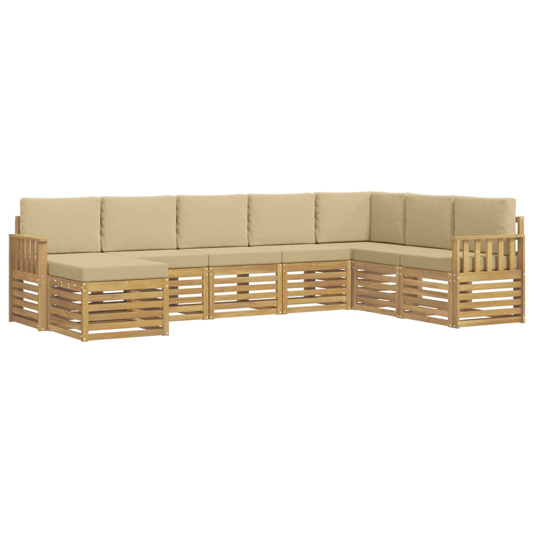 Udendørs sofagruppe 6 pcs Hvid og Beige 306 x 128,5 x 73 cm