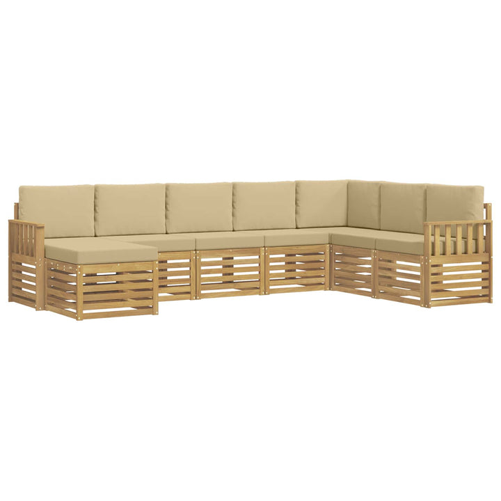 Udendørs sofagruppe 6 pcs Hvid og Beige 306 x 128,5 x 73 cm