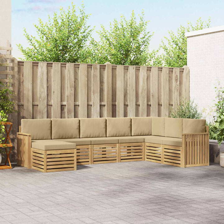 Udendørs sofagruppe 8 pcs Hvid og Beige 306 x 187,5 x 73 cm