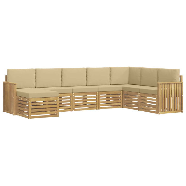 Udendørs sofagruppe 8 pcs Hvid og Beige 306 x 187,5 x 73 cm
