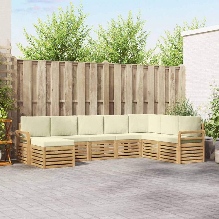 Udendørs sofagruppe 8 pcs Hvid og cremefarvet 308 x 190 x 73 cm