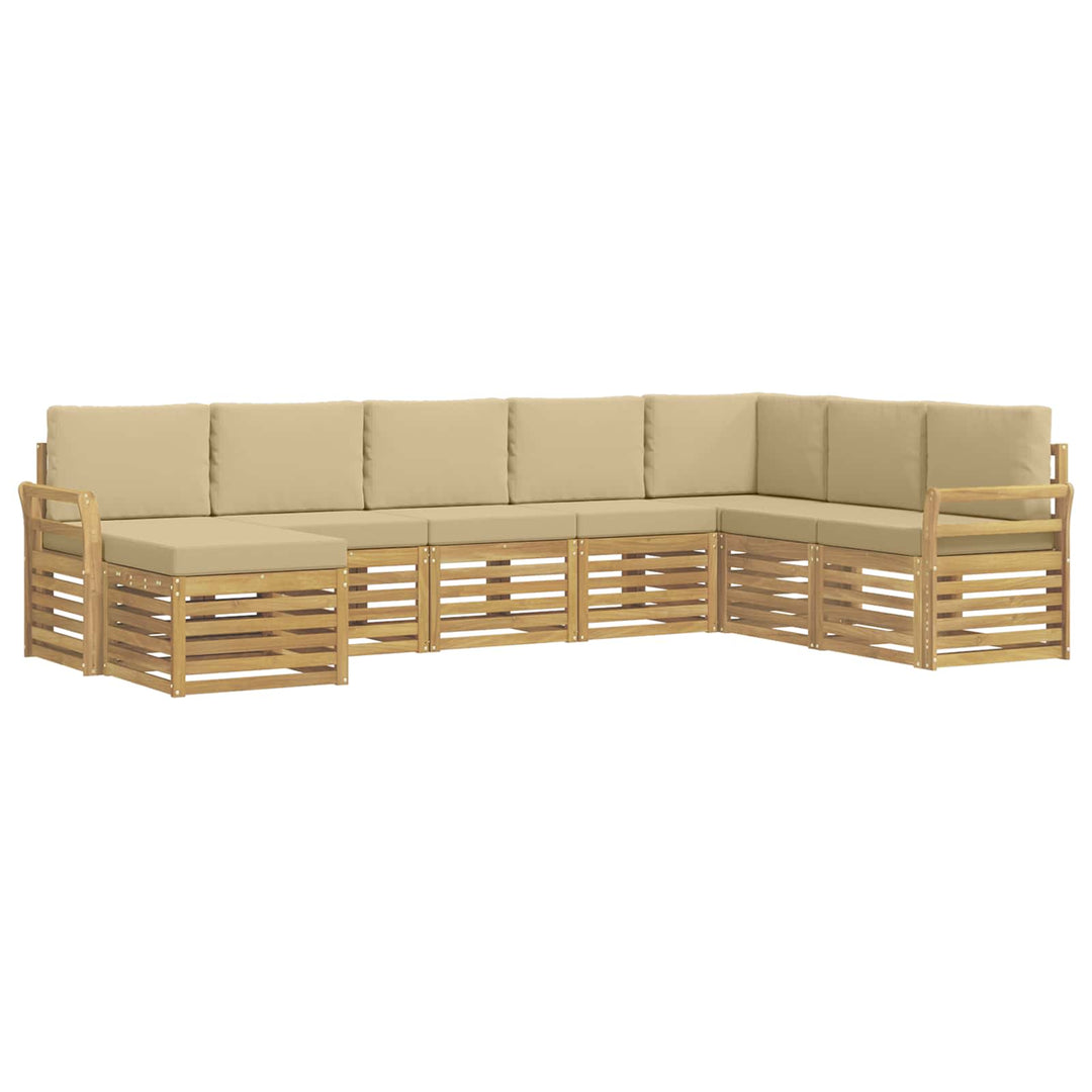 Udendørs sofagruppe 8 pcs Hvid og Beige 308 x 190 x 73 cm