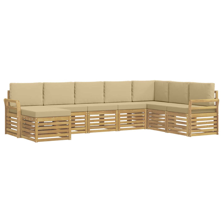 Udendørs sofagruppe 8 pcs Hvid og Beige 308 x 190 x 73 cm