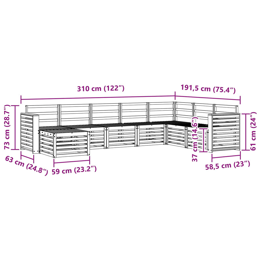 Udendørs sofagruppe 8 pcs Hvid 310 x 191,5 x 73 cm