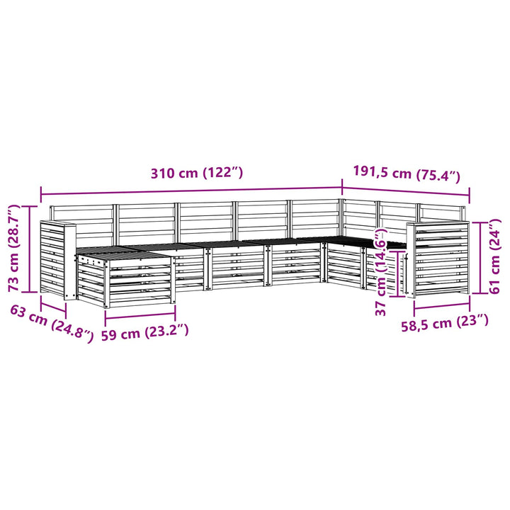 Udendørs sofagruppe 8 pcs Hvid 310 x 191,5 x 73 cm