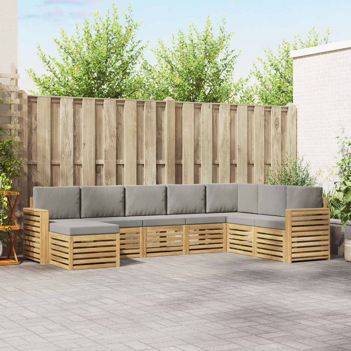Udendørs sofagruppe 8 pcs Hvid og lysegrå 310 x 191,5 x 73 cm