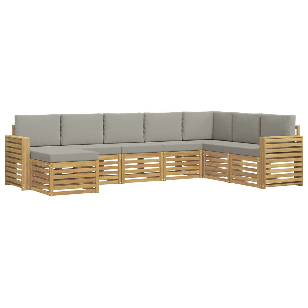 Udendørs sofagruppe 8 pcs Hvid og lysegrå 310 x 191,5 x 73 cm
