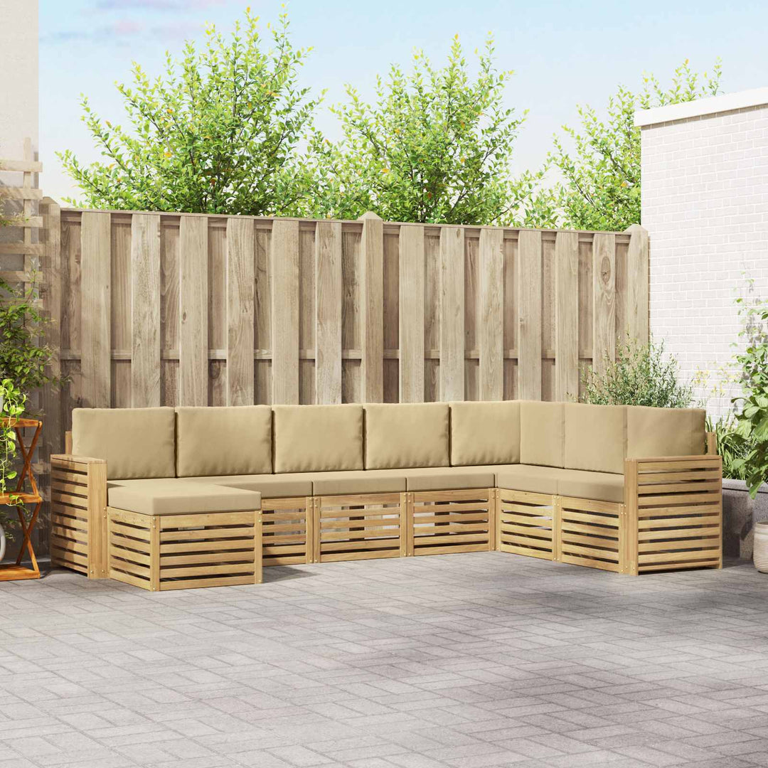 Udendørs sofagruppe 8 pcs Hvid og Beige 310 x 191,5 x 73 cm