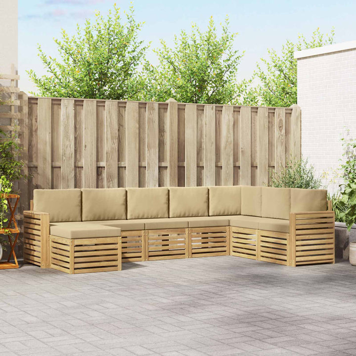 Udendørs sofagruppe 8 pcs Hvid og Beige 310 x 191,5 x 73 cm