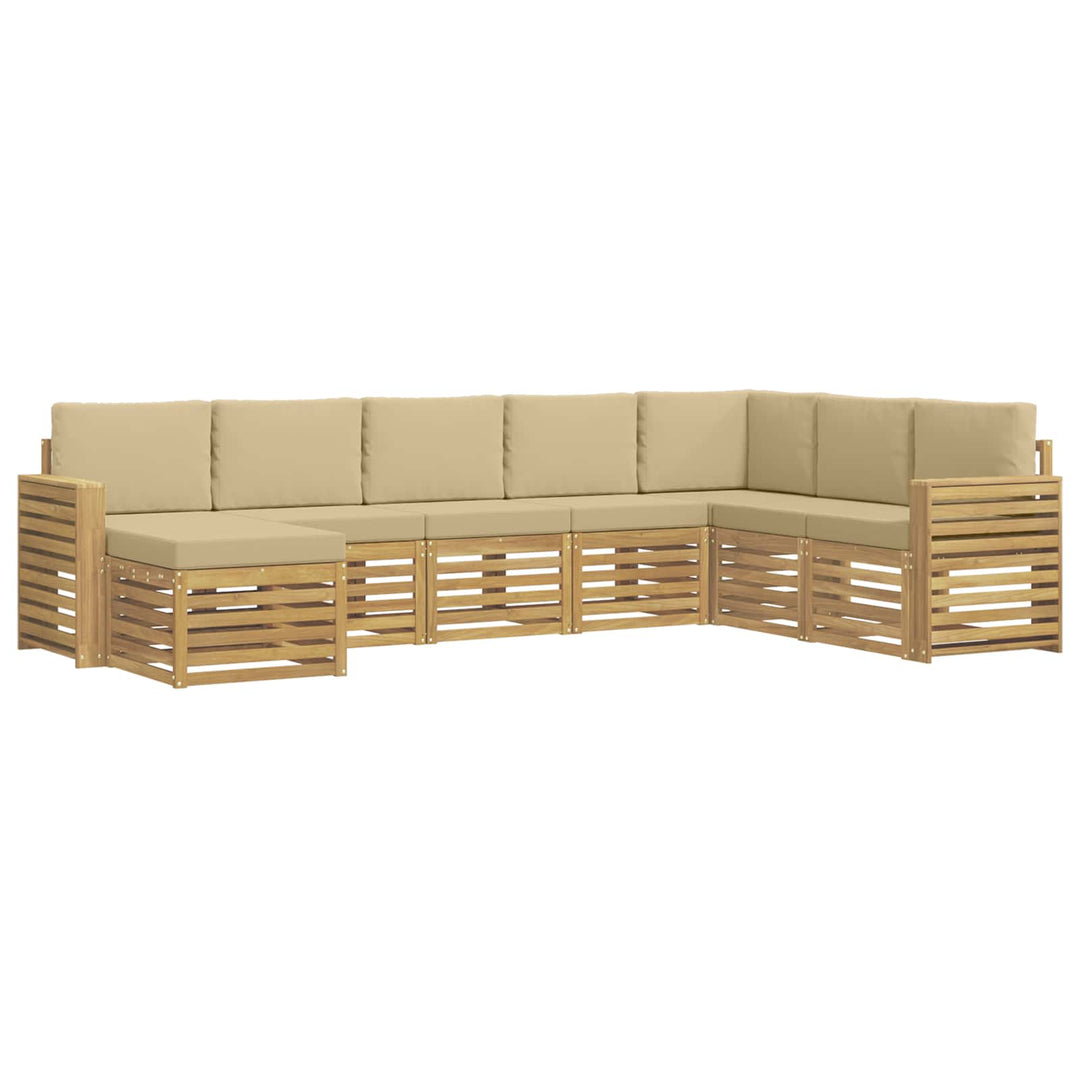 Udendørs sofagruppe 8 pcs Hvid og Beige 310 x 191,5 x 73 cm