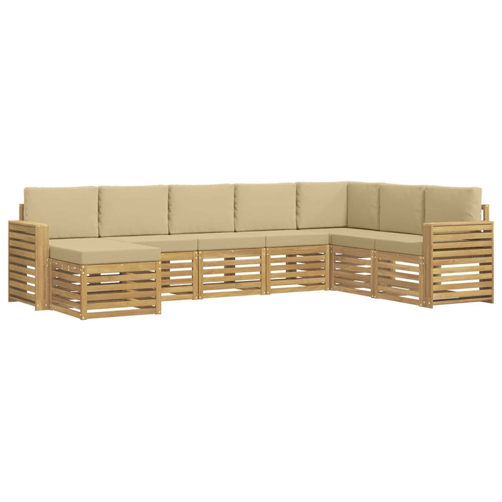 Udendørs sofagruppe 8 pcs Hvid og Beige 310 x 191,5 x 73 cm