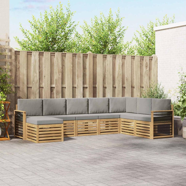 Udendørs sofagruppe 8 pcs Hvid og lysegrå 306 x 187,5 x 73 cm