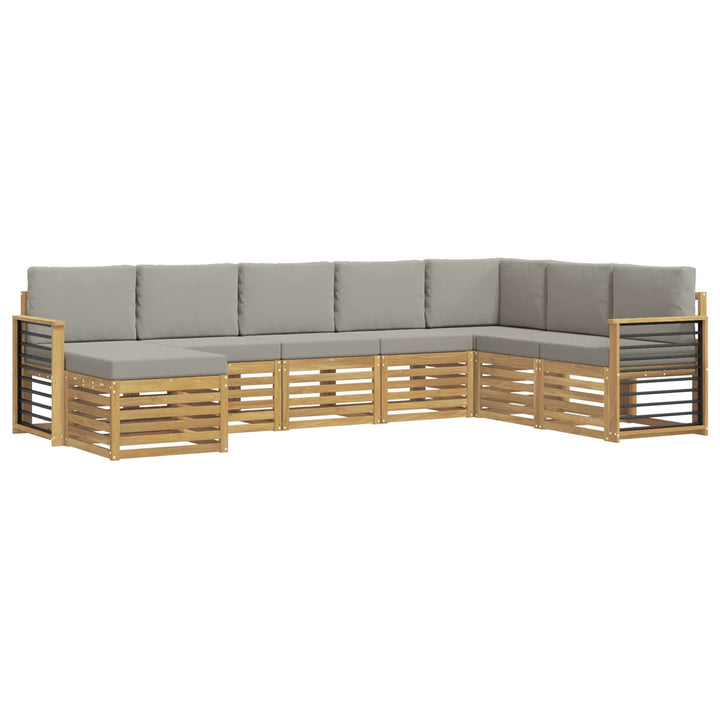 Udendørs sofagruppe 8 pcs Hvid og lysegrå 306 x 187,5 x 73 cm