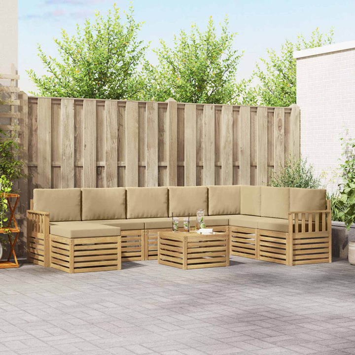 Udendørs sofagruppe 7 pcs Hvid og Beige 59 x 59 x 37 cm