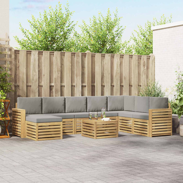 Udendørs sofagruppe 9 pcs Hvid og lysegrå 59 x 59 x 37 cm