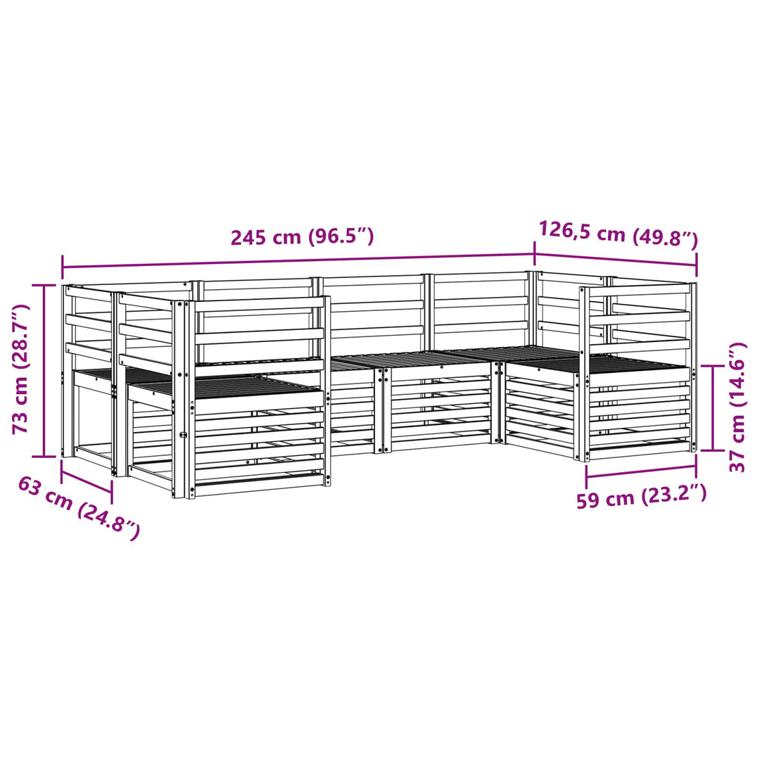 Udendørs sofagruppe 6 pcs Hvid 245 x 126,5 x 73 cm