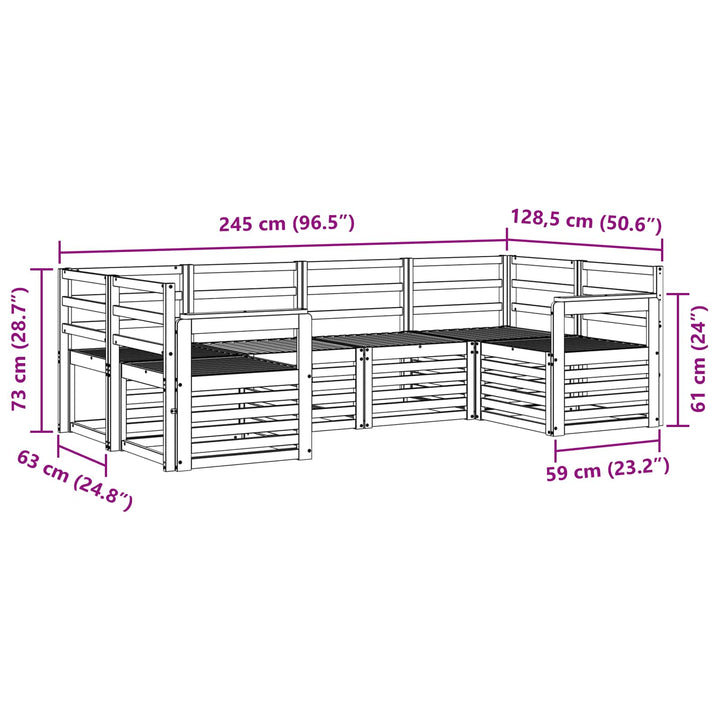 Udendørs sofagruppe 6 pcs Hvid 245 x 128,5 x 73 cm