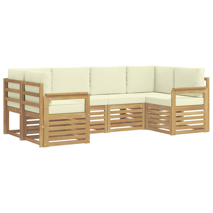 Udendørs sofagruppe 5 pcs Hvid og creme 245 x 128,5 x 73 cm