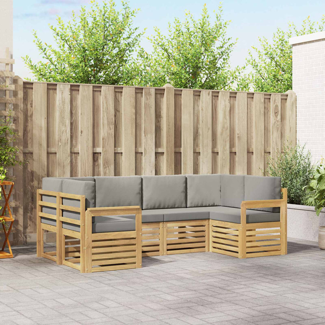 Udendørs sofagruppe 5 pcs Hvid Og Lys Grå 245 x 128,5 x 73 cm