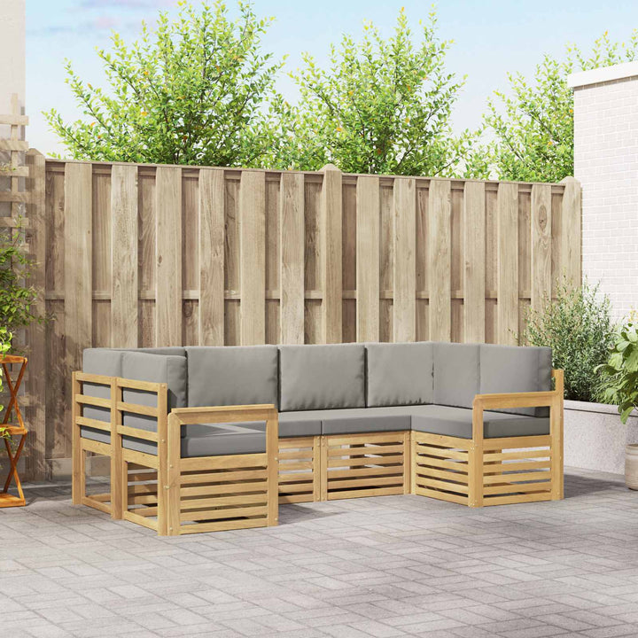 Udendørs sofagruppe 5 pcs Hvid Og Lys Grå 245 x 128,5 x 73 cm