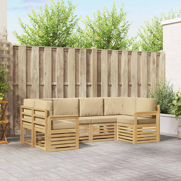 Udendørs sofagruppe 5 pcs Hvid og Beige 245 x 128,5 x 73 cm
