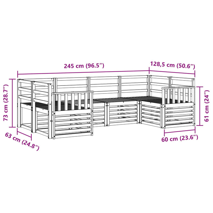 Udendørs sofagruppe 6 pcs Hvid 245 x 128,5 x 73 cm