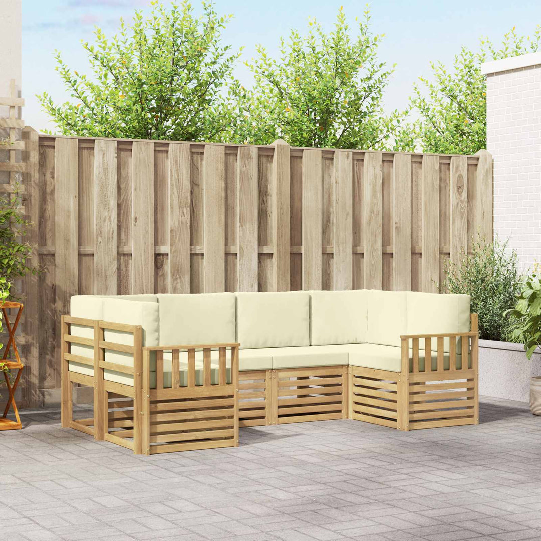 Udendørs sofagruppe 5 pcs Hvid og creme 245 x 128,5 x 73 cm