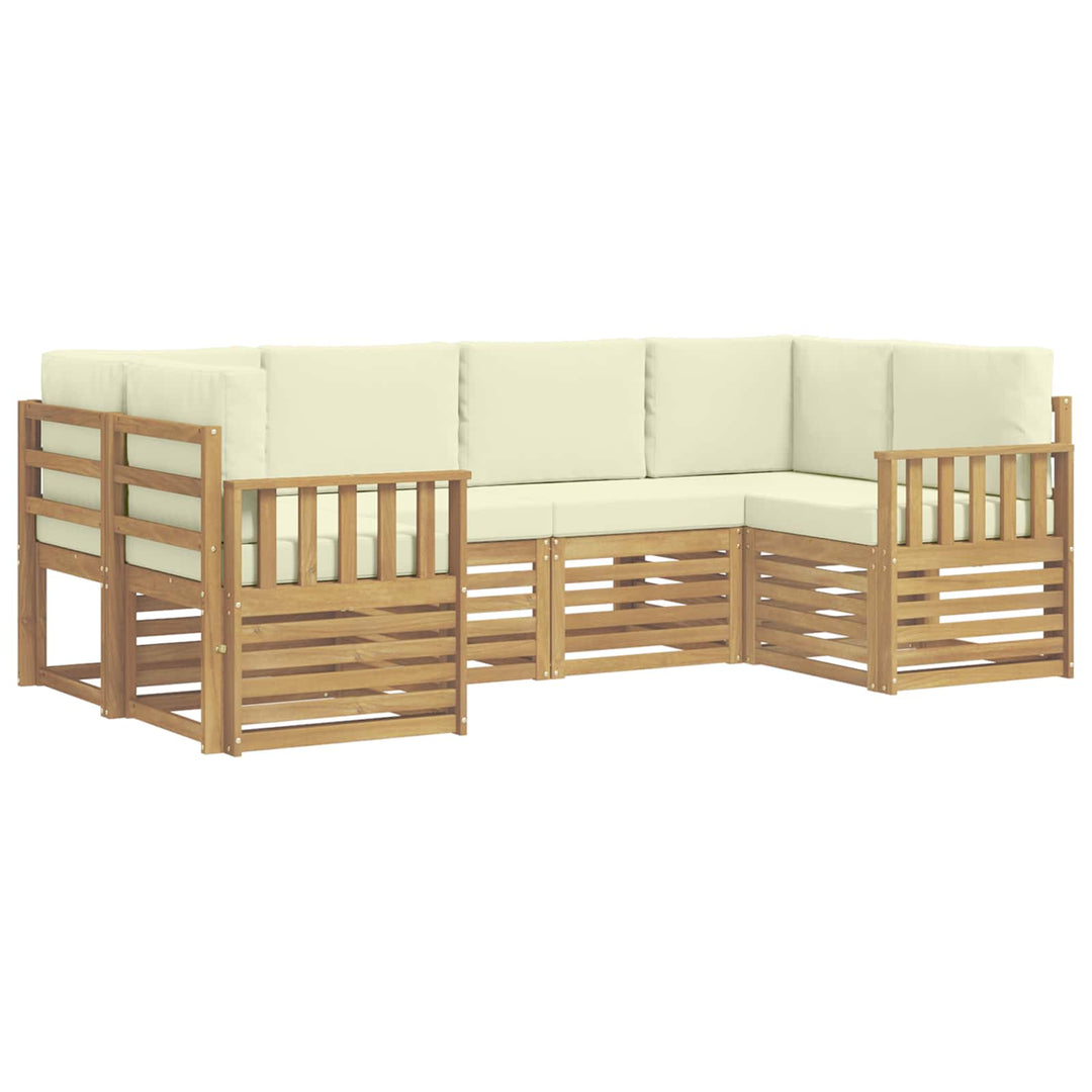 Udendørs sofagruppe 5 pcs Hvid og creme 245 x 128,5 x 73 cm