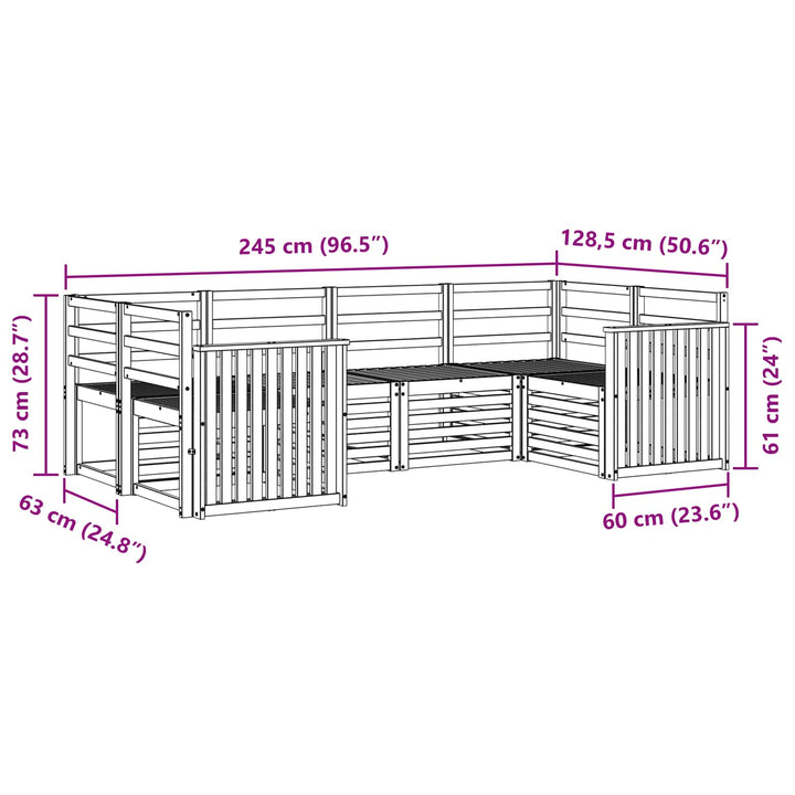 Udendørs sofagruppe 6 pcs Hvid 245 x 128,5 x 73 cm