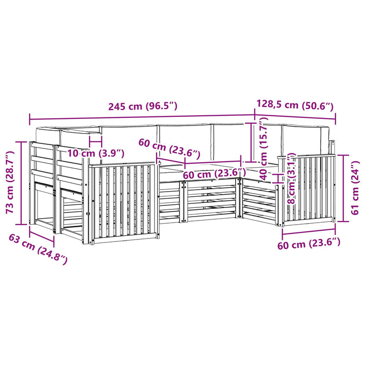 Udendørs sofagruppe 6 pcs Hvid og cremefarvet