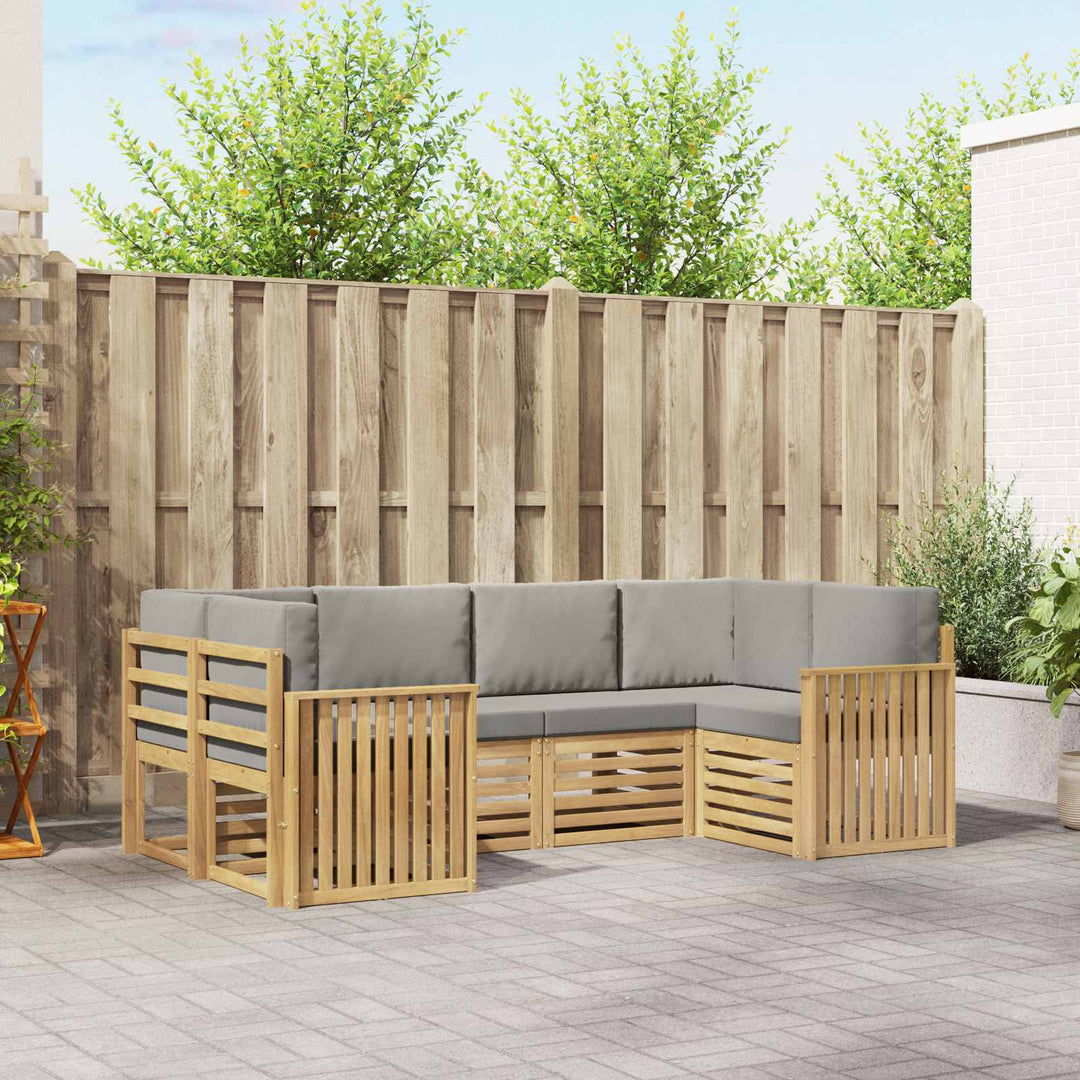 Udendørs sofagruppe 6 pcs Hvid og lysegrå 245 x 128,5 x 73 cm