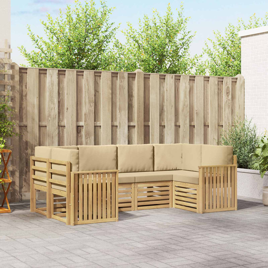 Udendørs sofagruppe 6 pcs Hvid og Beige 245 x 128,5 x 73 cm