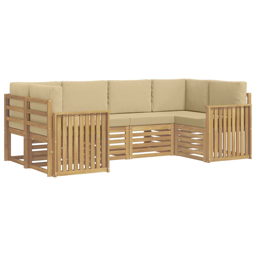 Udendørs sofagruppe 6 pcs Hvid og Beige 245 x 128,5 x 73 cm