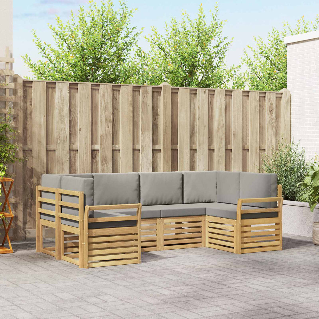 Udendørs sofagruppe 6 pcs Hvid og lysegrå 245 x 130,5 x 73 cm
