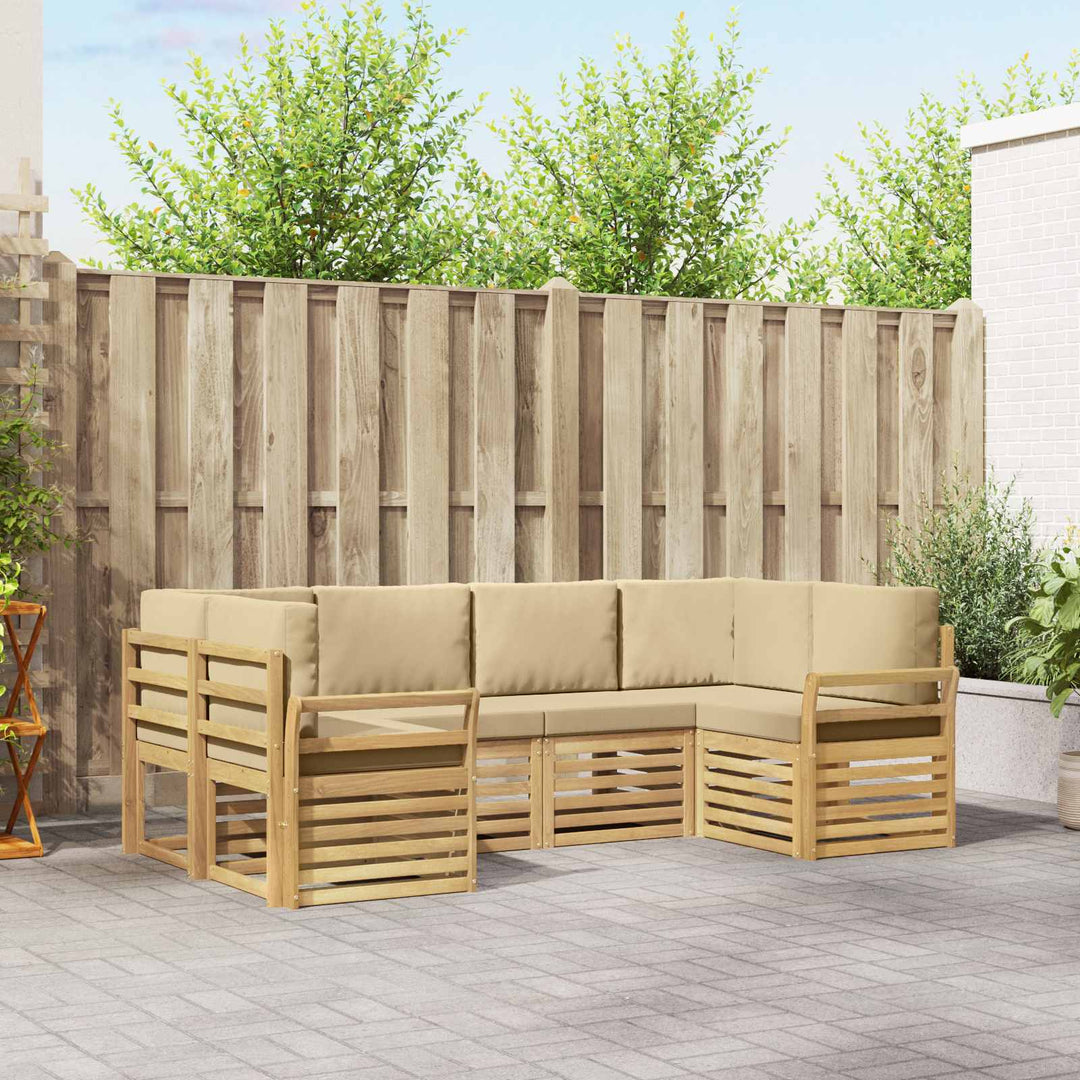 Udendørs sofagruppe 6 pcs Hvid og Beige 245 x 130,5 x 73 cm