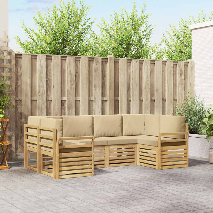Udendørs sofagruppe 6 pcs Hvid og Beige 245 x 130,5 x 73 cm