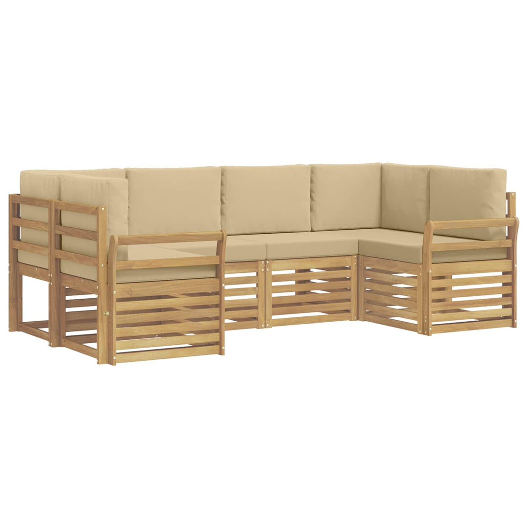Udendørs sofagruppe 6 pcs Hvid og Beige 245 x 130,5 x 73 cm