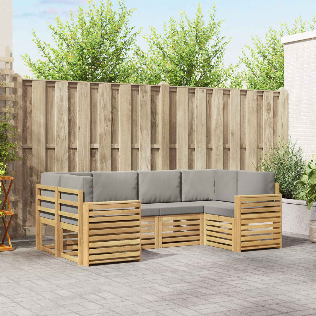 Udendørs sofagruppe 6 pcs Hvid og lysegrå 245 x 132,5 x 73 cm
