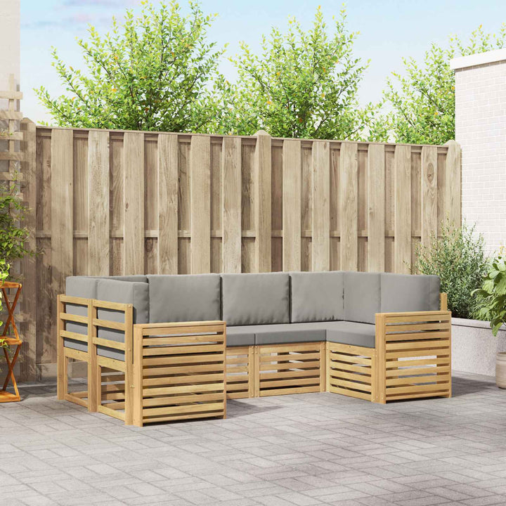 Udendørs sofagruppe 6 pcs Hvid og lysegrå 245 x 132,5 x 73 cm