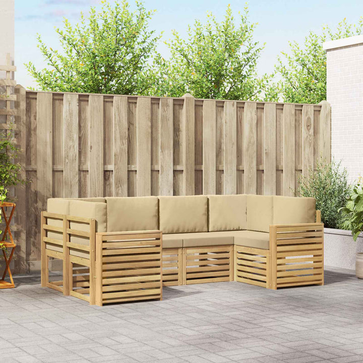 Udendørs sofagruppe 6 pcs Hvid og Beige 245 x 132,5 x 73 cm