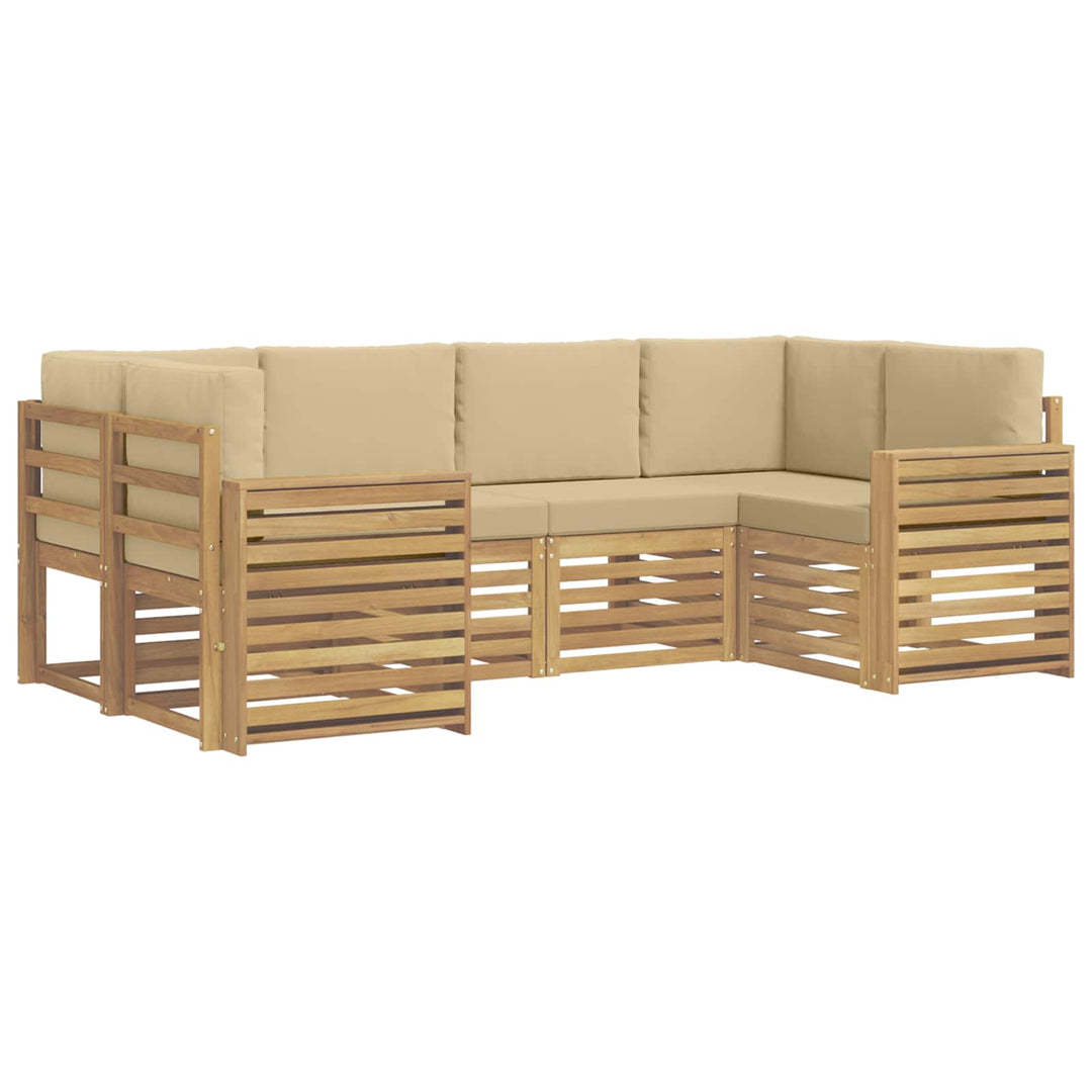 Udendørs sofagruppe 6 pcs Hvid og Beige 245 x 132,5 x 73 cm