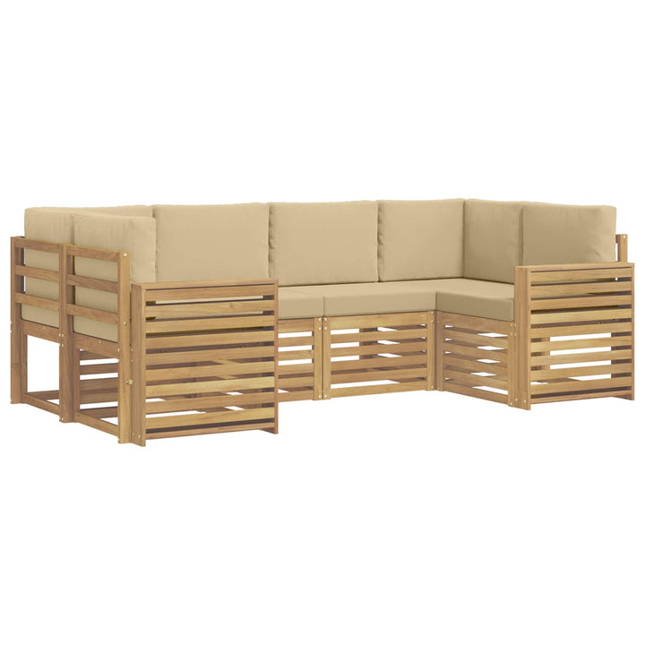 Udendørs sofagruppe 6 pcs Hvid og Beige 245 x 132,5 x 73 cm