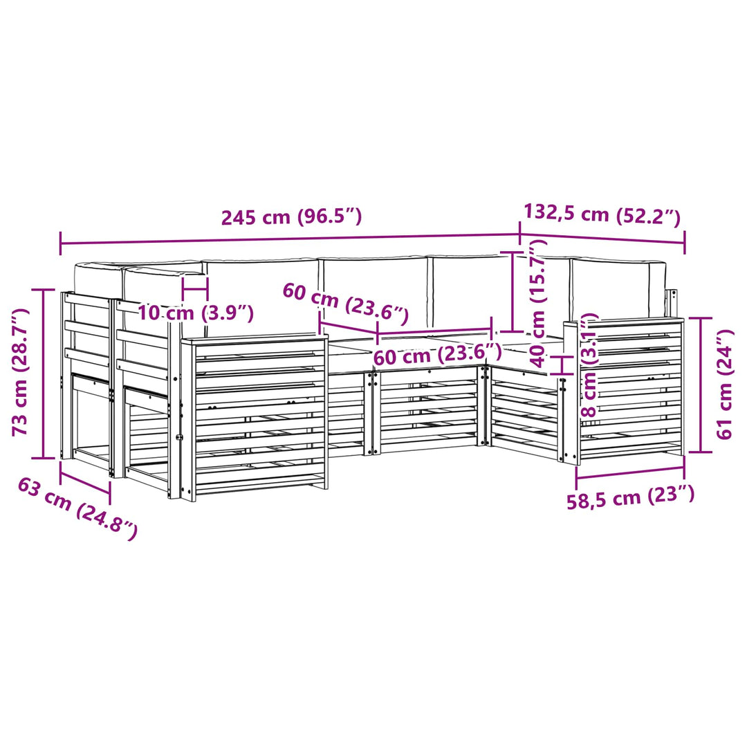 Udendørs sofagruppe 6 pcs Hvid og Beige 245 x 132,5 x 73 cm